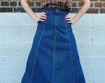 1970s wrap around jean skirt