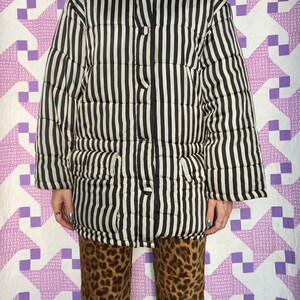 Vintage 1990s Moschino "Cheap And Chic" Striped Satiny Puffer Jacket (AS IS)