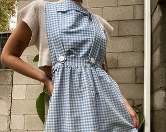 gingham overall dress