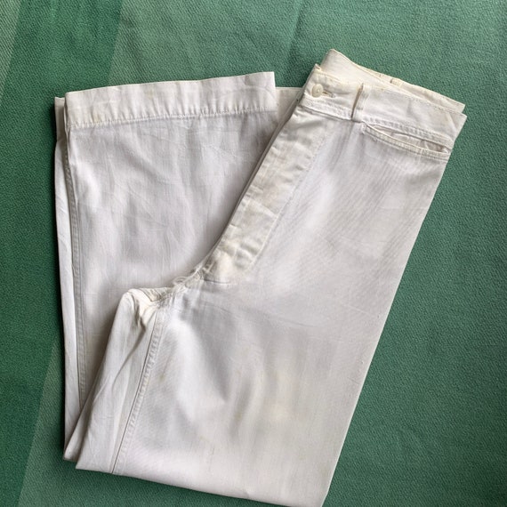 Vintage 1940’s WW2 USN White Sailor Pants 31W