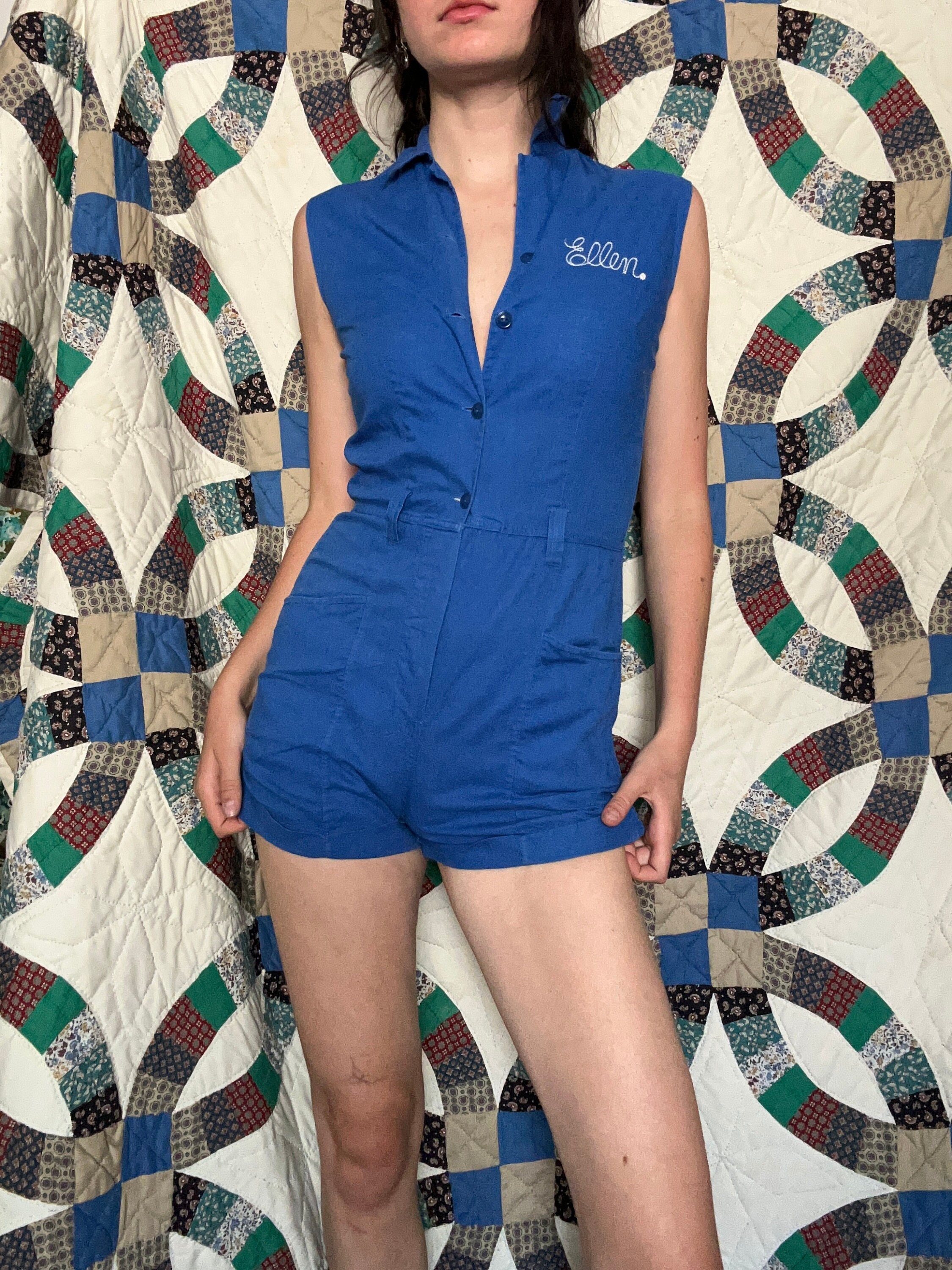Blue shop gym suit