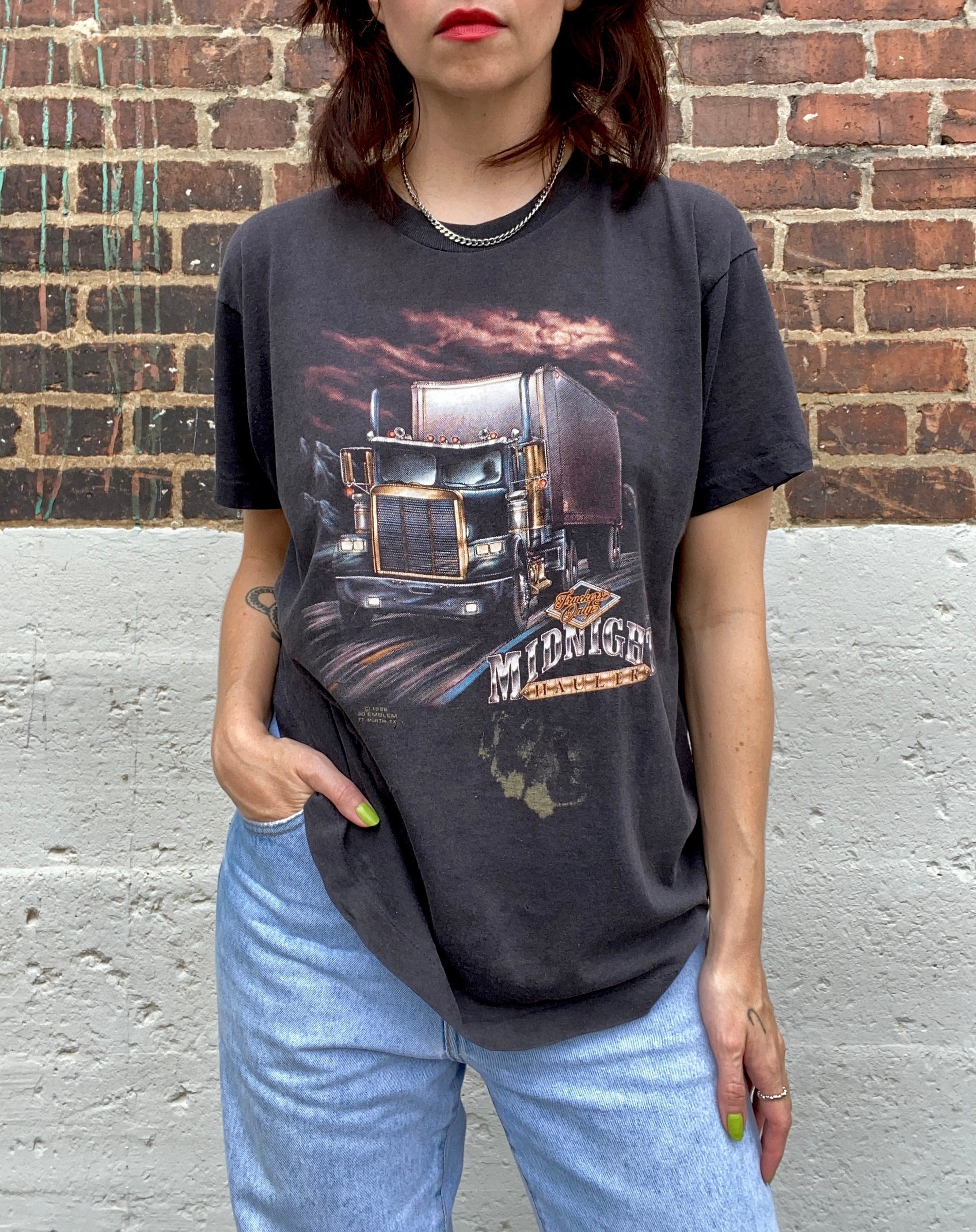Vintage Zeldzame jaren 90 Nos 3D Embleem T-shirt Trucker Over Print Grote L Deadstock Harley Davidson The Last Frontier Kleding Herenkleding Overhemden & T-shirts T-shirts T-shirts met print 