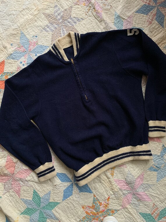 1950's Quarter Zip Navy Sweatshirt Vintage Sportsw