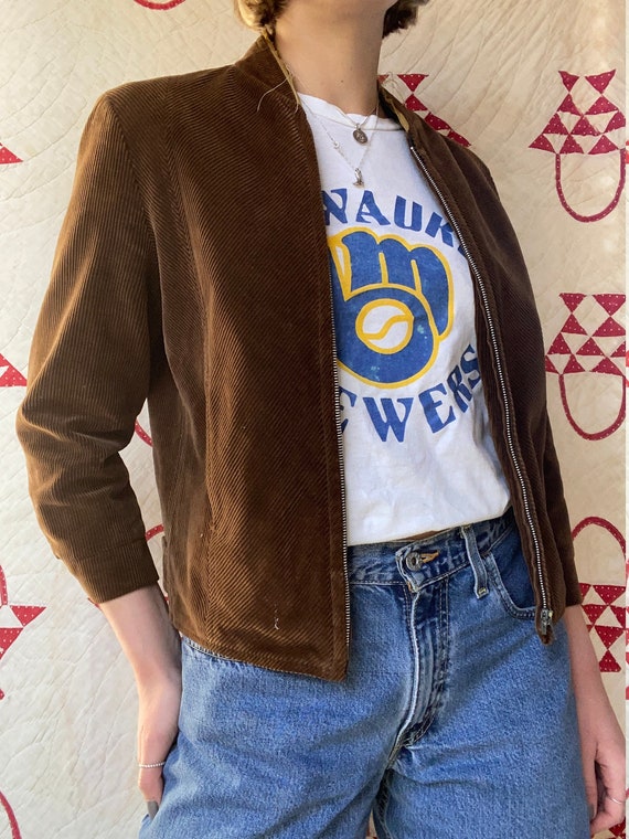 Vintage 1950's King Sportswear Brown Corduroy Windbre… Gem