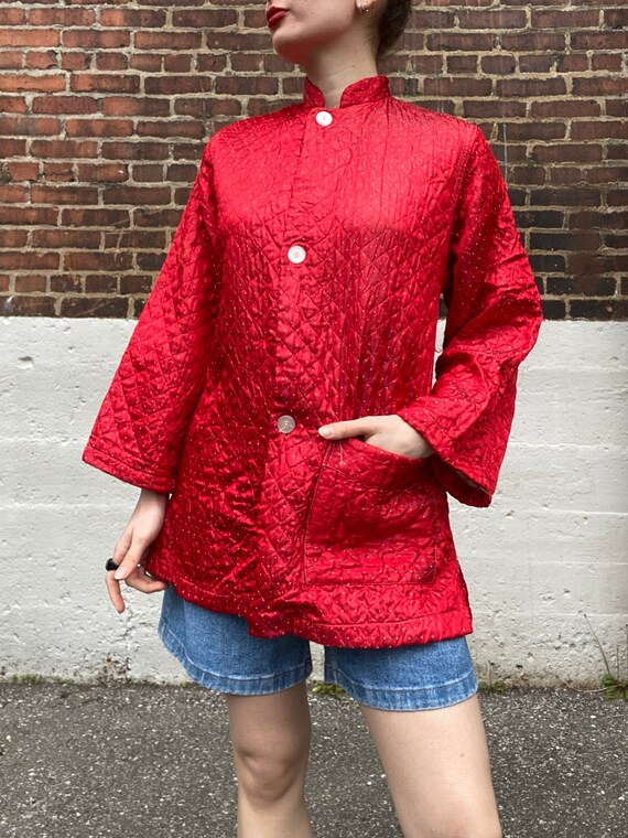 Vintage 1960s Quilted Bed Jacket Gem