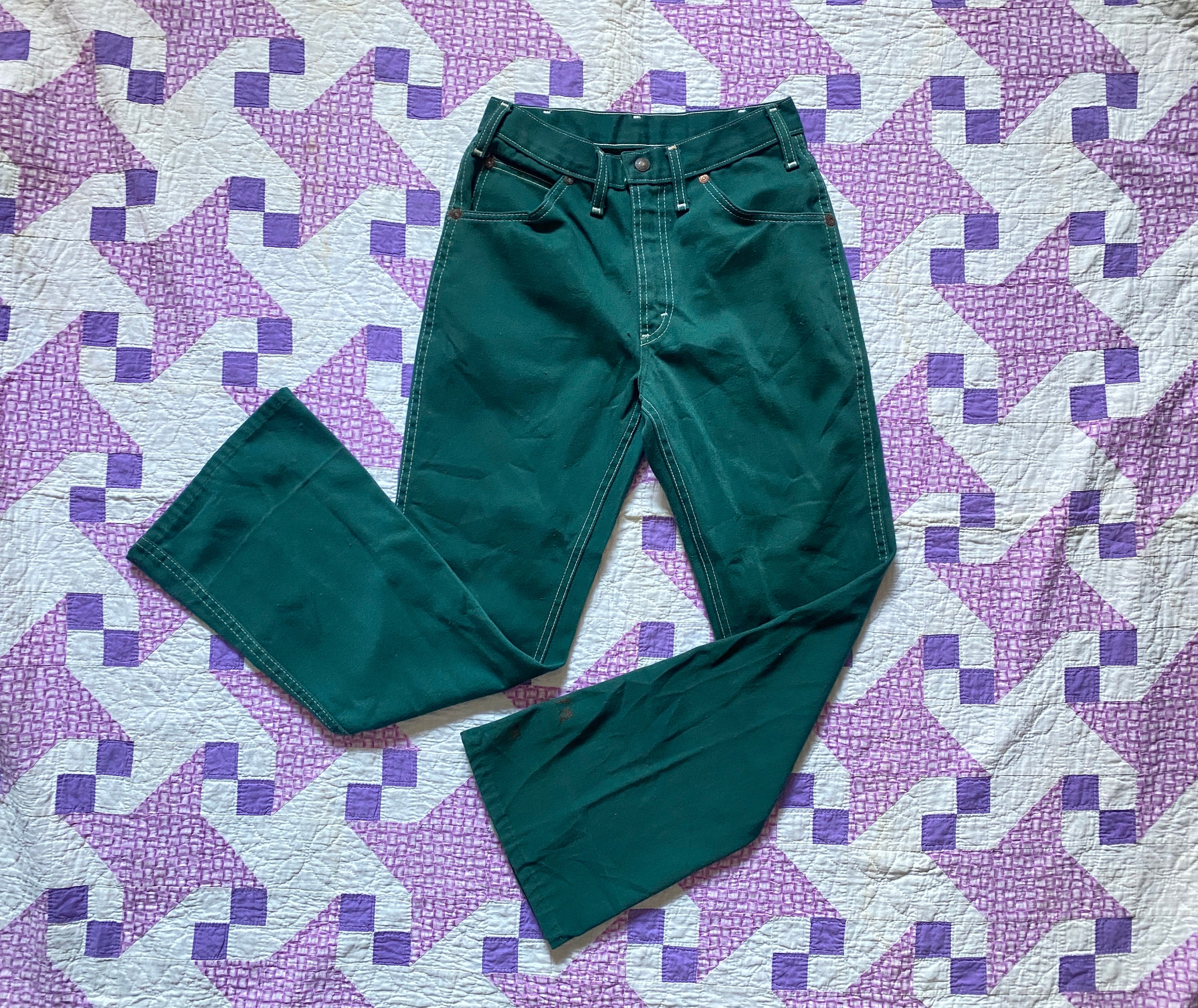 Vintage 1970s Green JC Penney Super Denim Jeans W27 