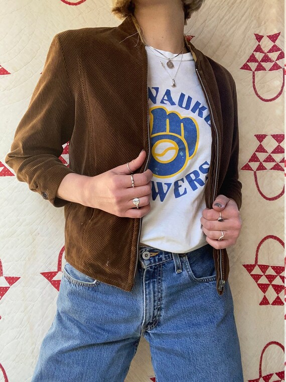 Vintage 1950's King Sportswear Brown Corduroy Windbre… Gem