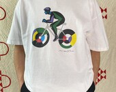 1990 39 s Vintage Milton Glaser Bike Art Graphic T-Shirt