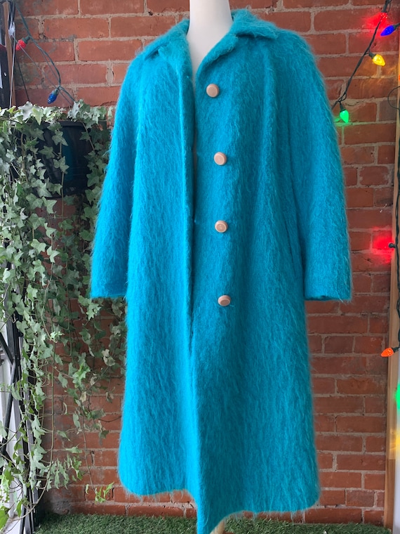 Vintage Turquoise MOHAIR Long Coat