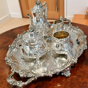 Victorian Sterling Silver Four Piece Tea Service by George Richards & Edward Charles Brown - 1859 - (Tray sold separately)