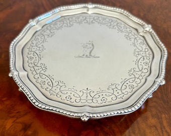 Antique Sterling Silver Salver Card Tray - Dublin - 1789