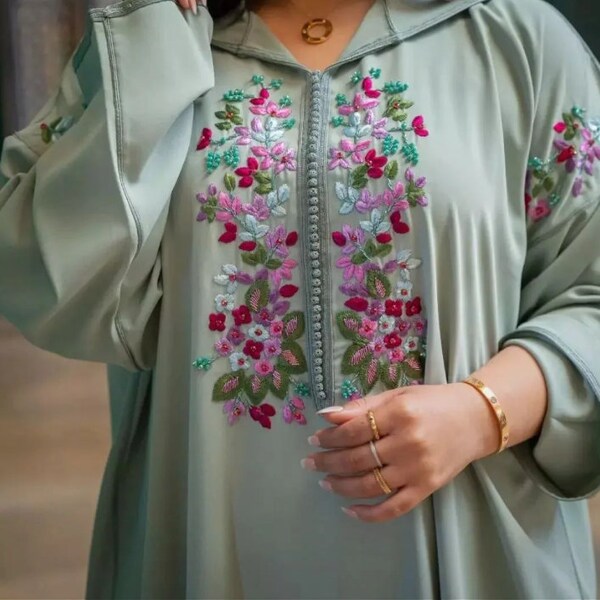 Dubai Moroccan Kaftan Arabic Abaya Maxi Hand Beaded Caftan Farasha Floor Length Party Wear Wedding Dress Beach Elegant Jalabiya Women Dress