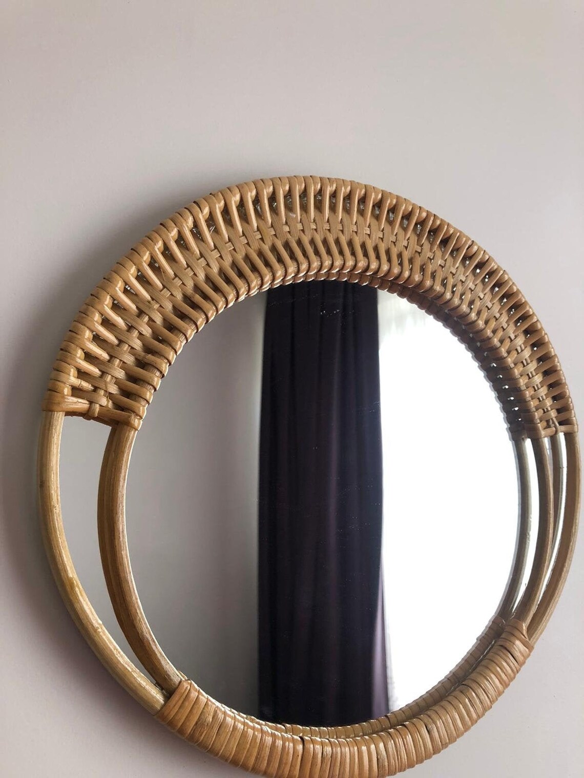 Bohemian Rattan Mirror Etsy