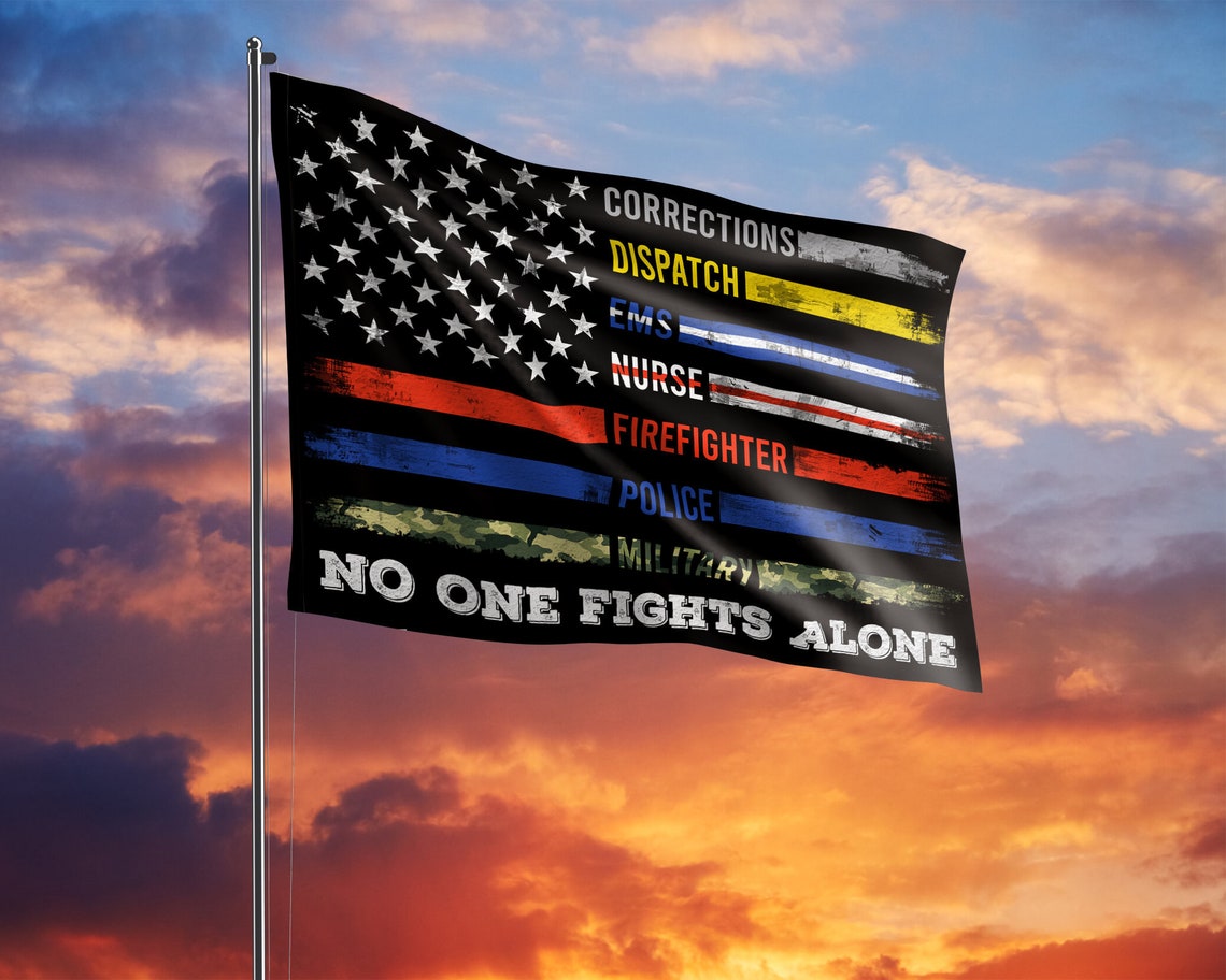 First Responders Flag No One Fights Alone Police | Etsy