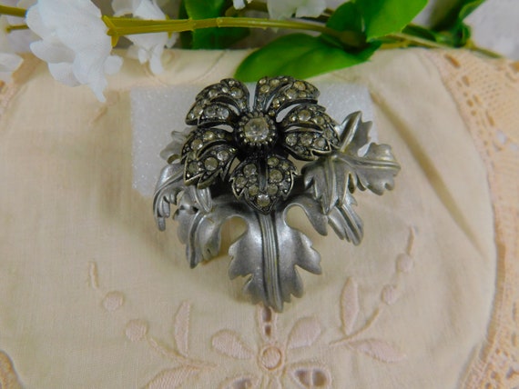 Joan Rivers Pewter & Crystal Brooch, Joan Rivers M