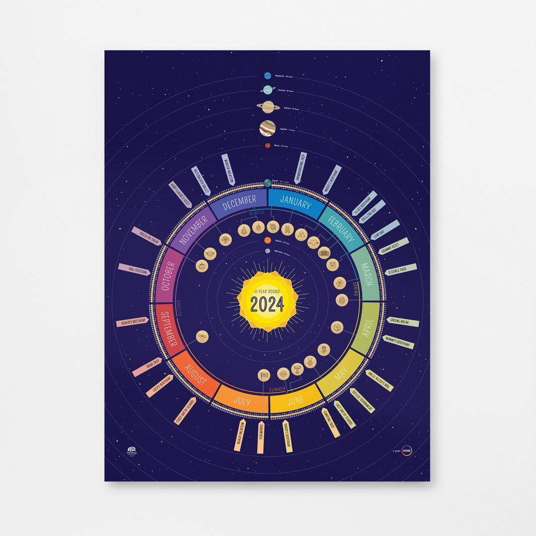 2025 Year Round Calendar with Holidays Etsy