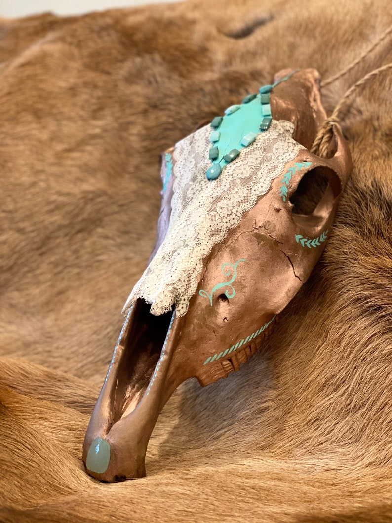 Decorative Skull Handpainted Horse Etsy