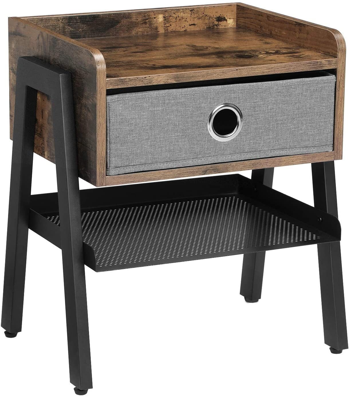 Modern Industrial Nightstand End Table with Metal Shelf Side | Etsy