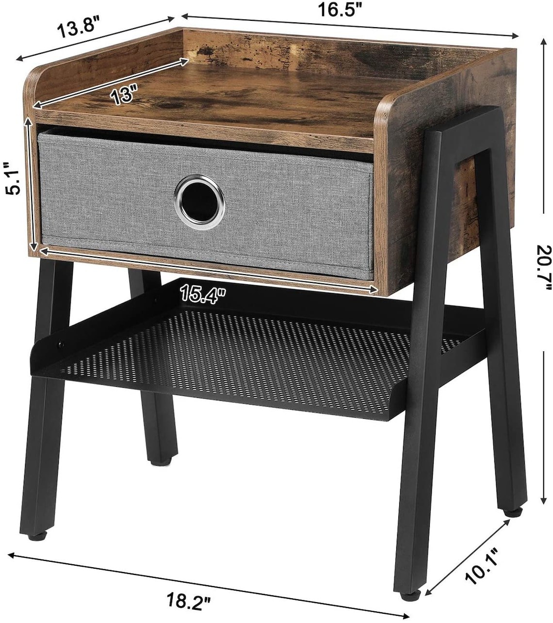 Modern Industrial Nightstand End Table with Metal Shelf Side Etsy