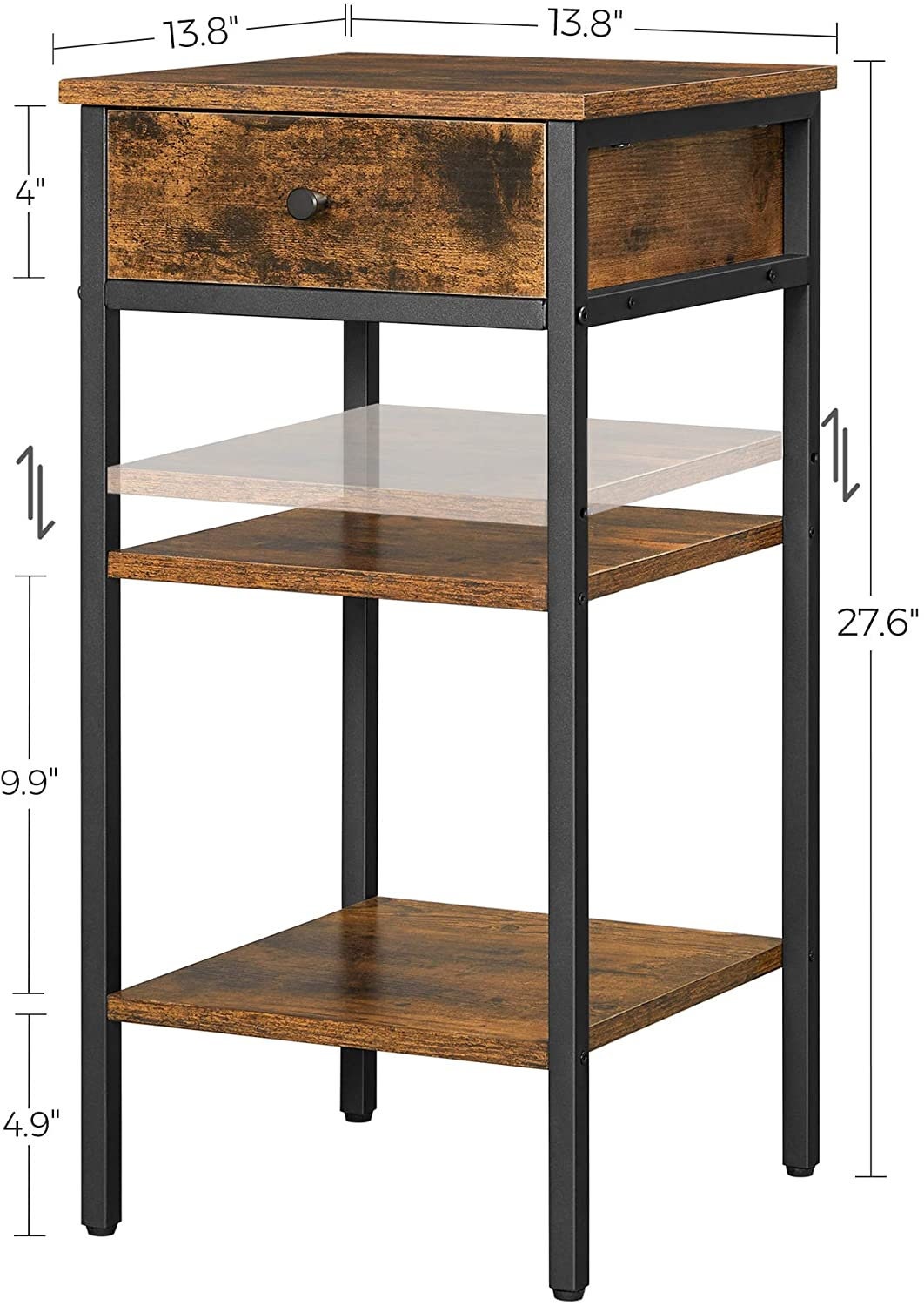 Industrial Nightstand End Table Side Table Tall Night Table Etsy