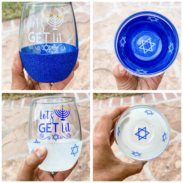 Hanukkah wine glasses