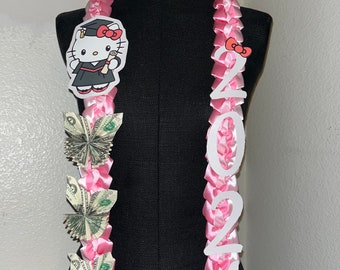 Hello Kitty Abschluss Leis mit Geld in Blumen Form oder Schmetterling Form ! Geschenke / Dekorationen / Klasse von 2024