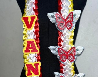 Graduation Leis with Money in Flower Shape or Butterfly Shape ! Gifts/Decorations/Class of 2024