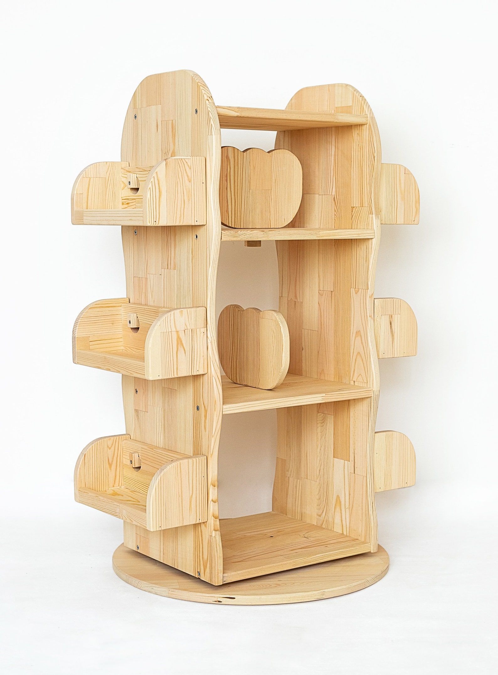 The Rotating Bookshelf for Kids Montessori Bookshelf Natural Etsy