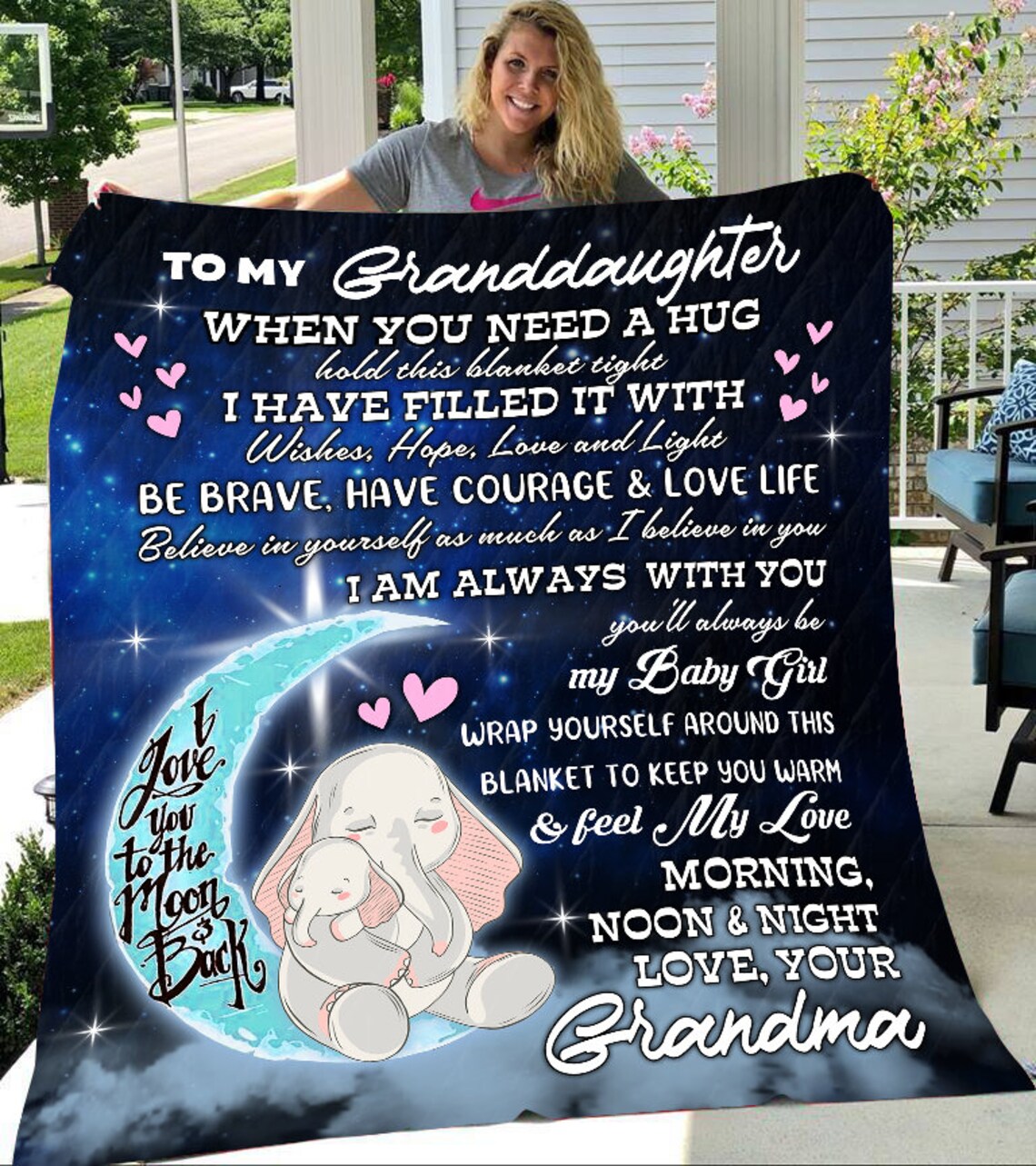 Personalized Blanket To My Granddaughter Hug From Grandma Etsy