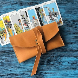Étui de tarot personnalisé, étui de carte de tarot en cuir, porte-carte de tarot personnalisé