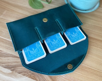 Handmade Leather Triple Tarot Card Case: Custom Tarot Pouch