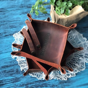 Personalized DND DICE tray, Leather valet tray, Leather dice tray