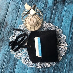 Black soft leather TAROT card case, Tarot deck holder, Tarot deck box