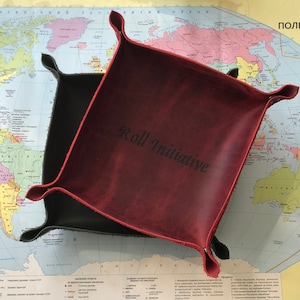 Personalized dnd dice tray, Leather valet tray, Leather dice tray