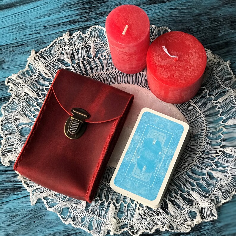 RED LEATHER Tarot Card Case CUSTOM Tarot Deck Box Tarot Etsy
