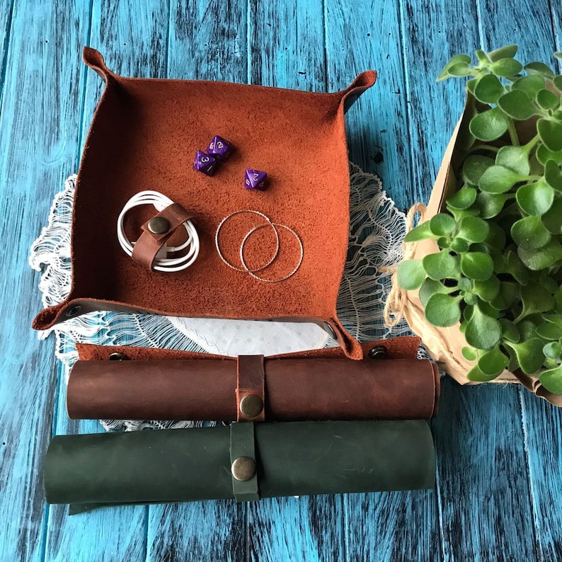 Dnd dice tray Leather valet tray Leather dice tray