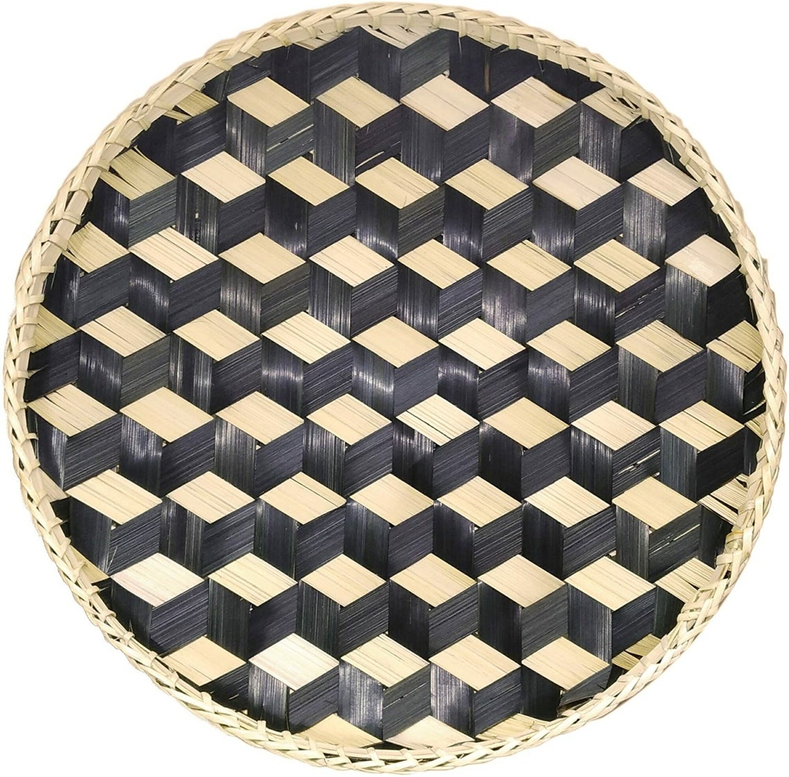 Handmade Round Basket Tray Extra Large woven bamboo Basket Etsy