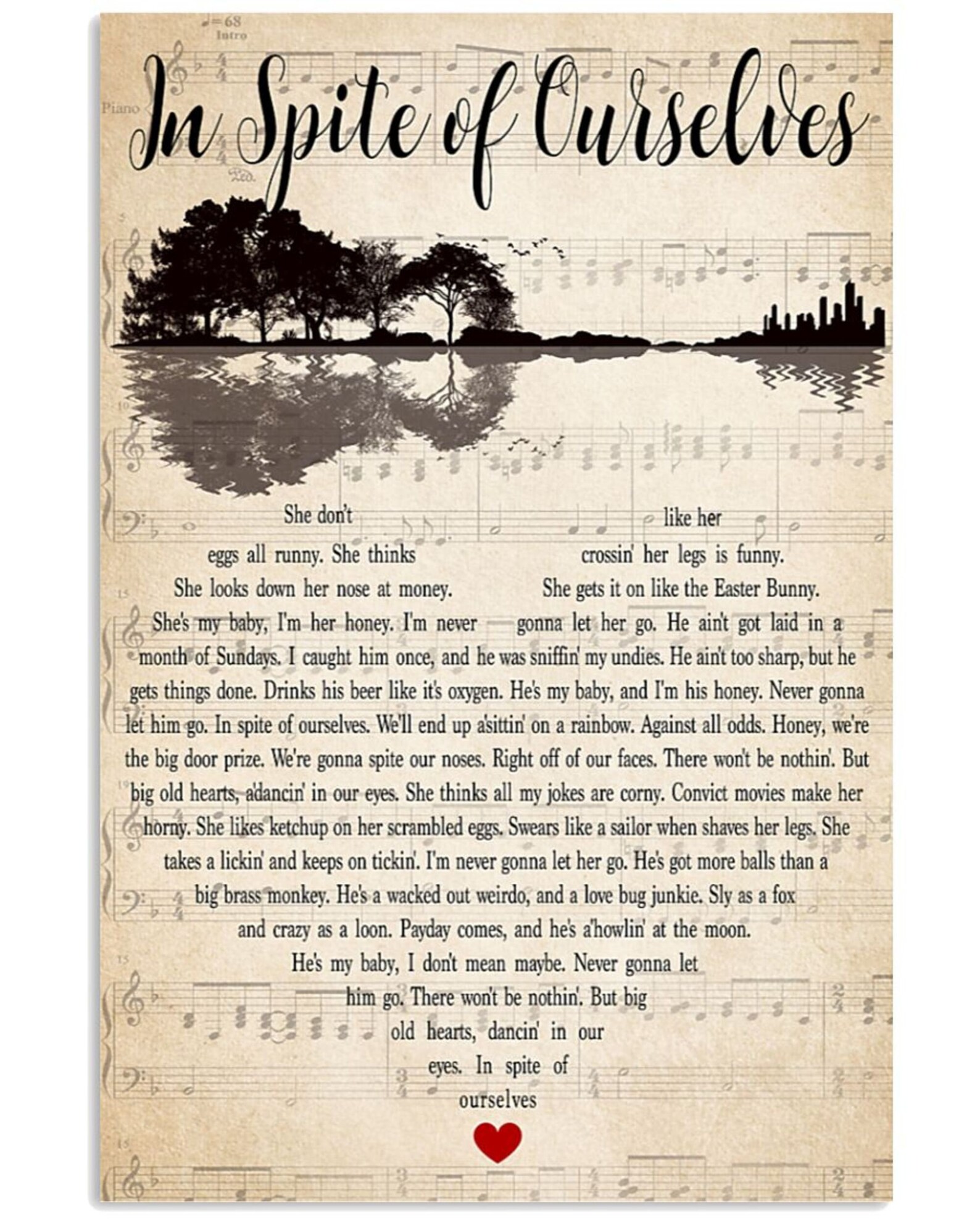 Guitar In Spite of Ourselves Lyrics Vintage Canvas Design | Etsy