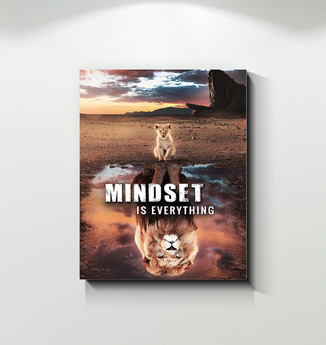 Mindset Is Everything Lion Canvas Motivational Quote Lion Etsy