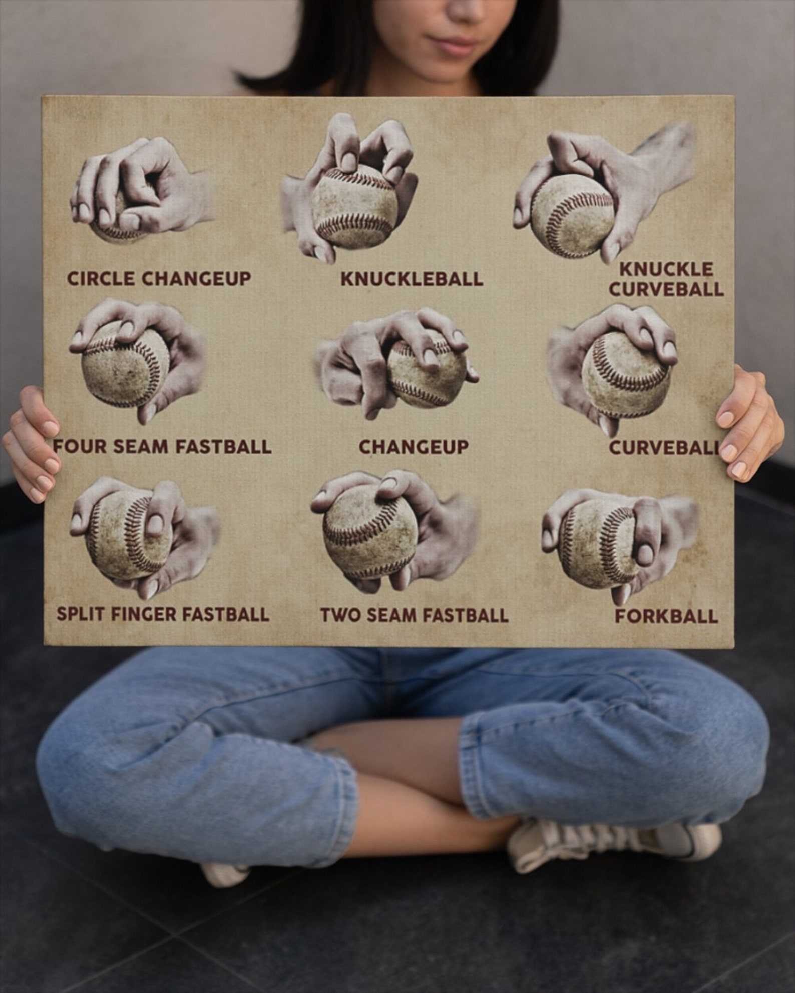 Pitching Grips Throw 8 Different Baseball Pitches Baseball Etsy