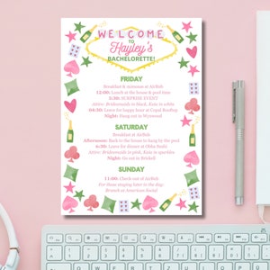 Las Vegas Bachelorette Itinerary TEMPLATE - Vegas Bachelorette, Last Vegas Bachelorette Theme, Itinerary Template / 5x7