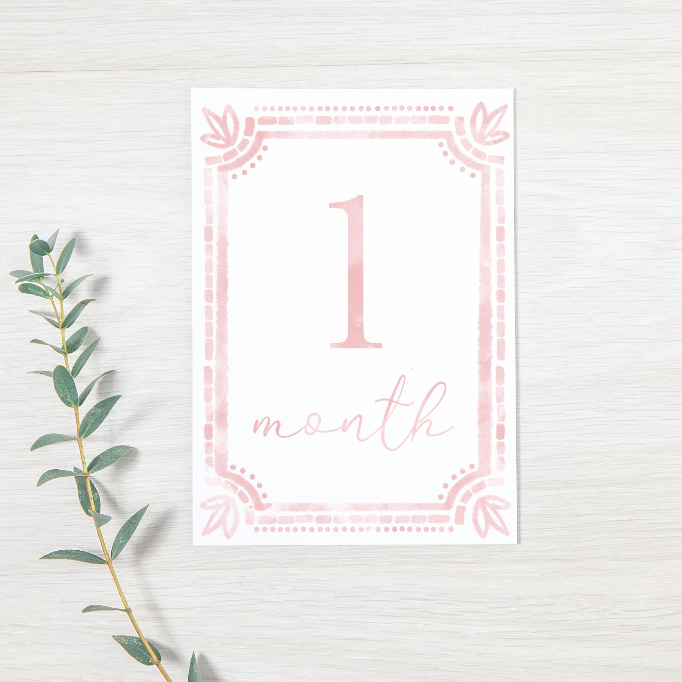 Watercolor Pink Baby Milestone Cards | First Year Milestone Cards ...