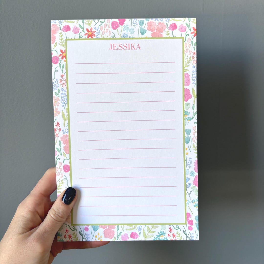 Custom Floral Lined Notepad | Name Notepad | Custom Notepad Gift ...