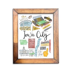 Iowa City Print, Iowa City Wall Decor, Iowa Print, University of Iowa Print, University of Iowa Art Print Gift // 8x10