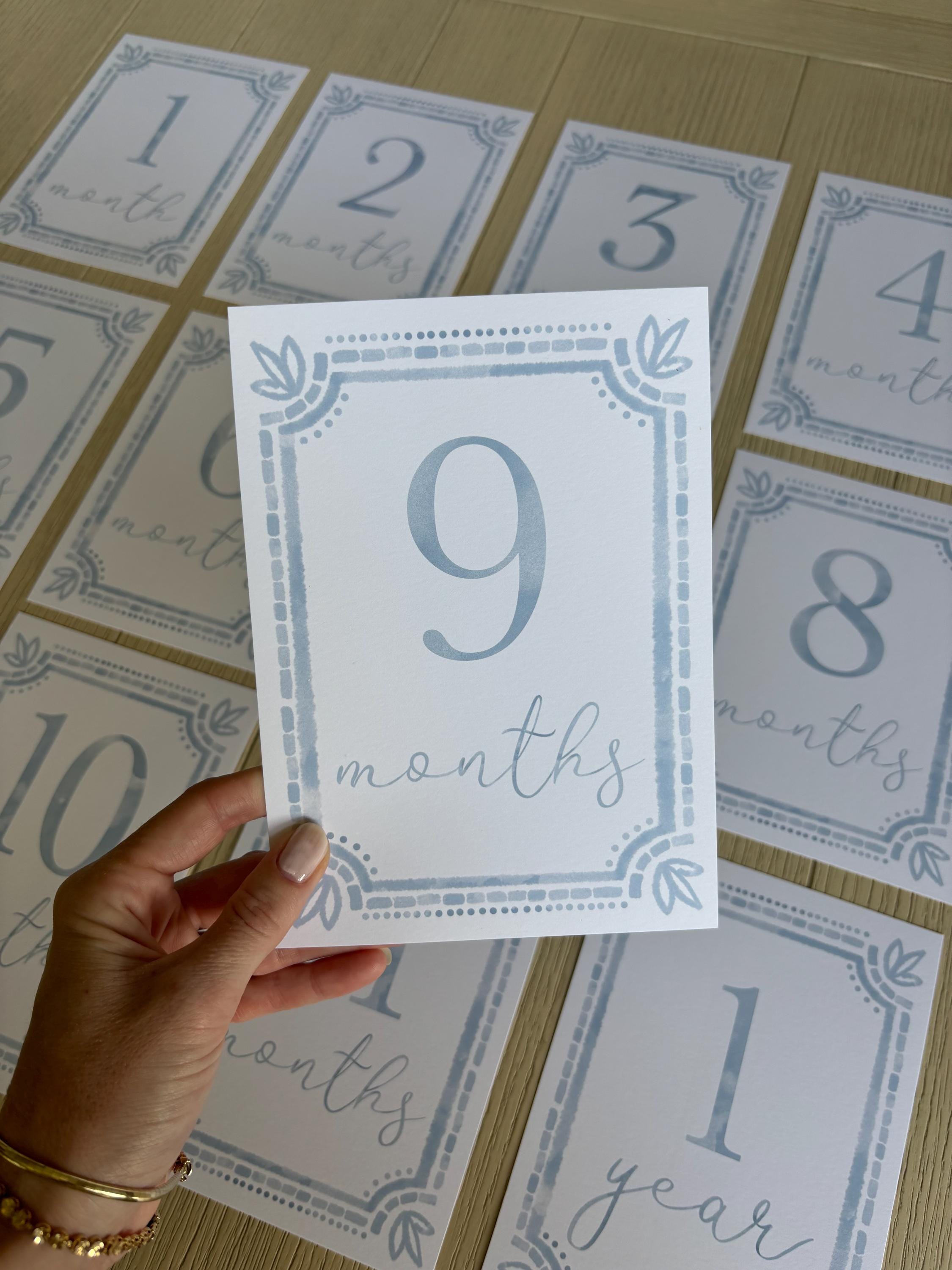Watercolor Blue Baby Milestone Cards | First Year Milestone Cards ...