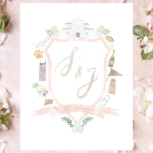 Escudo de boda personalizado / Escudo de monograma personalizado / Escudo de familia / Escudo de invitación de boda