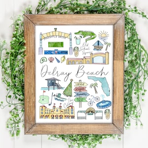Delray Beach City Print | Florida, Delray Beach Wall Decor, Florida Print, Delray Beach Print Souvenir, Art Print Gift // Atlantic Ave 8x10