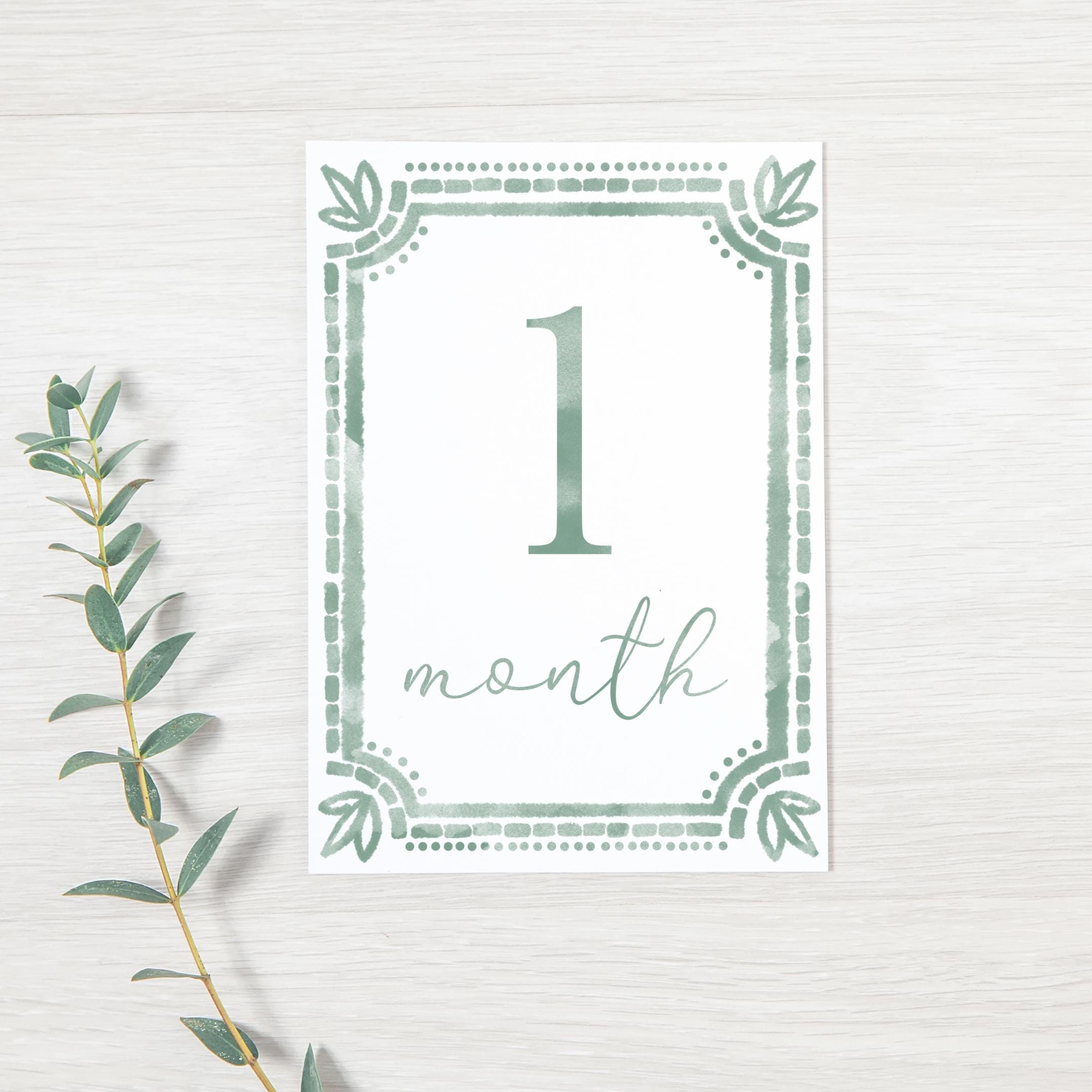 Watercolor Green Milestone Cards | First Year Milestone Cards | Baby ...