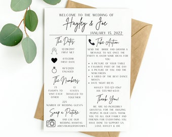 Fun Wedding Infographic Template - Digital Download, Instant, Editable - 5x7 Wedding Program Template