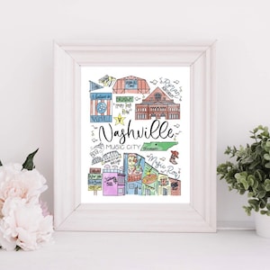 Nashville, Tennessee City Print, Nashville Wall Decor, Tennessee Print, Nashville Print, TN Art Print Gift // 8x10
